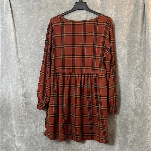 Knox Rose Women’s Plaid V-Neck Bishop Sleeve A-Line Dress-Sizes Xl - Picture 5 of 8